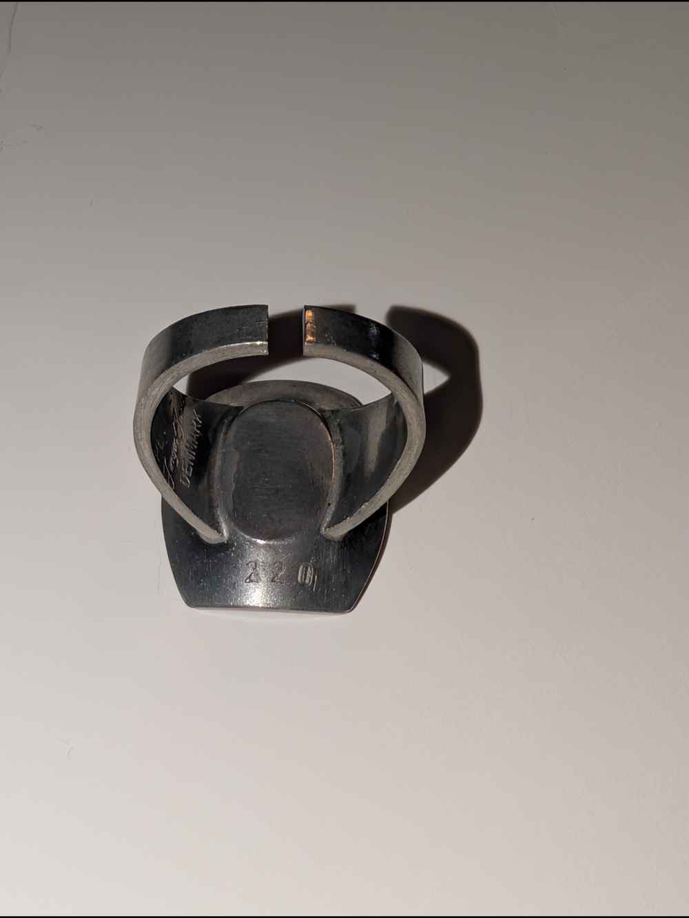 VTG Jorgan Jensen Pewter Ring - Turquoise Stone - Picture 4 of 5